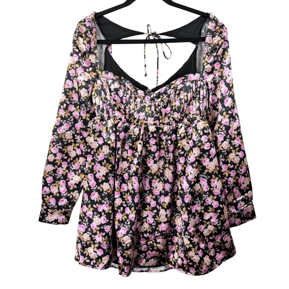 NEW NWT Love & Lemons Kate Mini Dress Floral Babydoll‎ Medium Satin Coquette